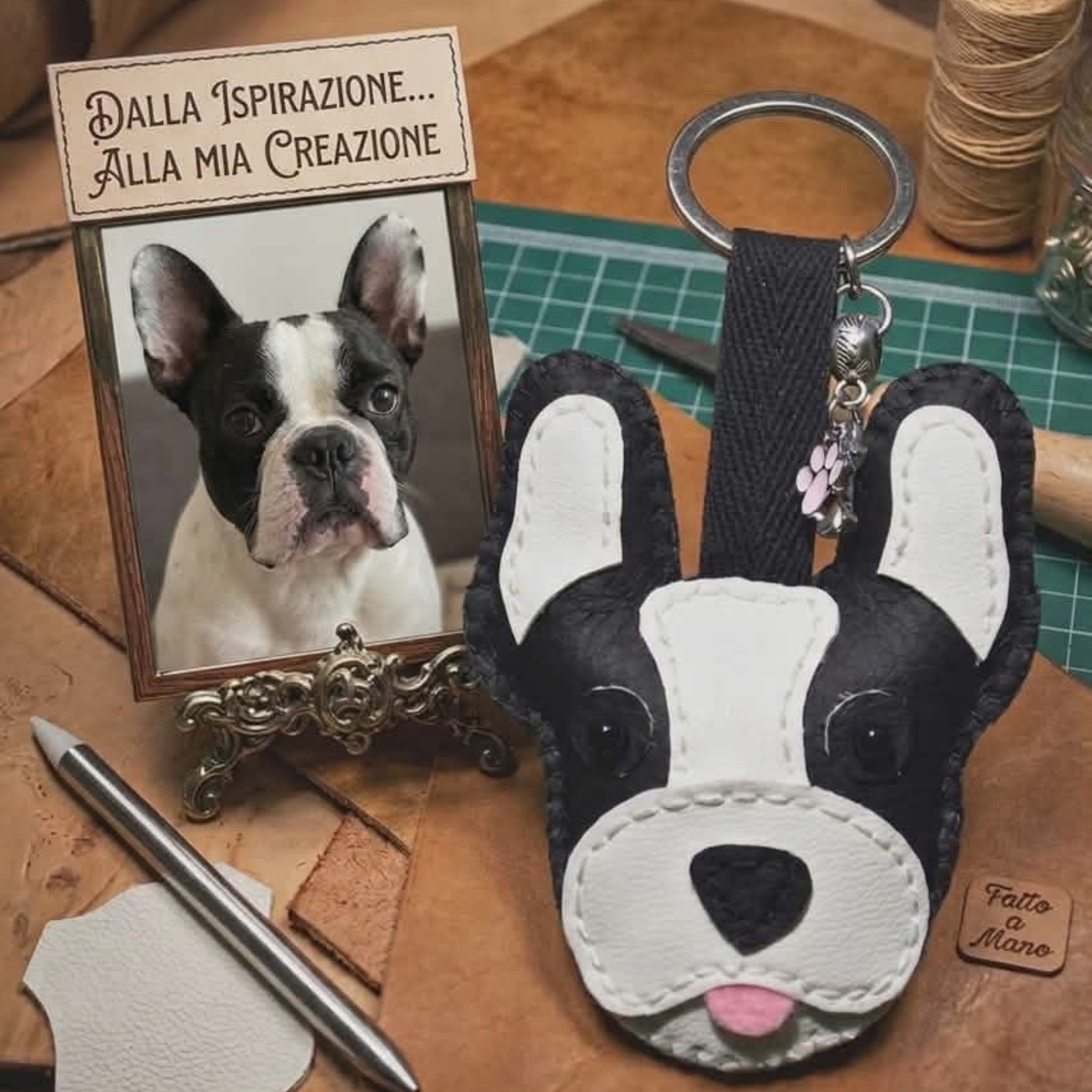 Portachiavi Cane Personalizzato in Eco Pelle Fatto a Mano